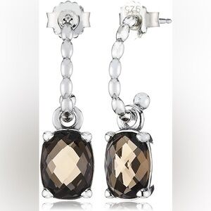 Pandora Silver and Brown Gemstone Earrings